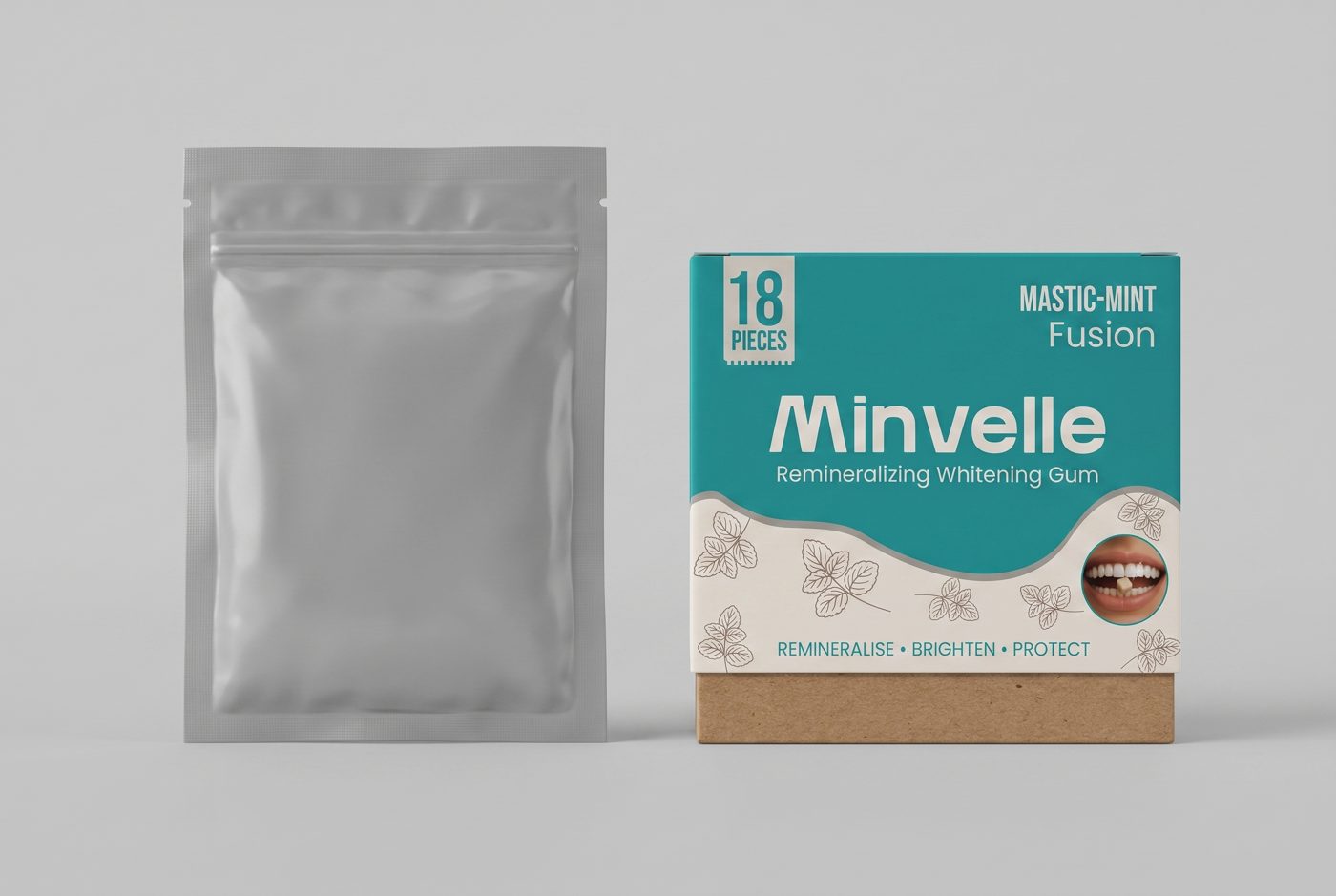 A Minvelle pack beside a plain competitor pouch