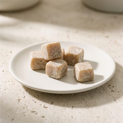 Minvelle gum pieces on a plate